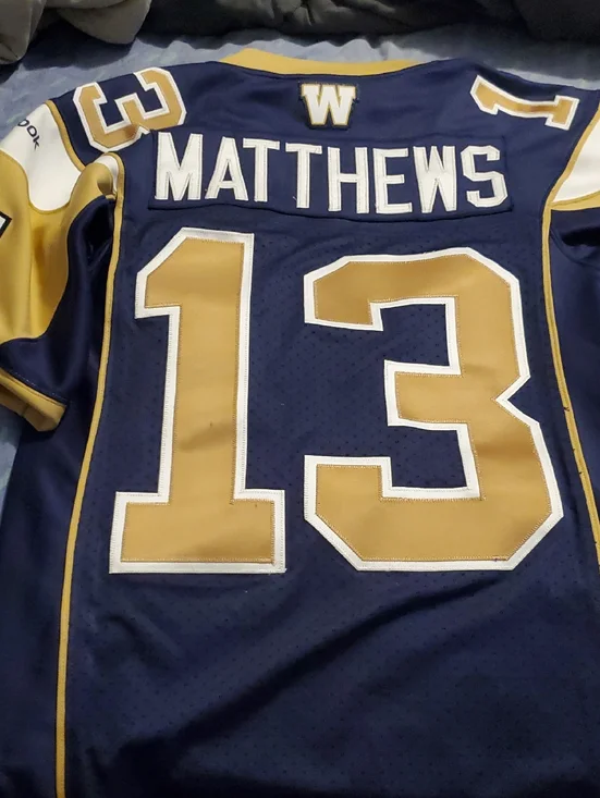 Chris Matthews Winnipeg Blue Bombers Reebok Authentic Jersey... - Picture 1 of 5
